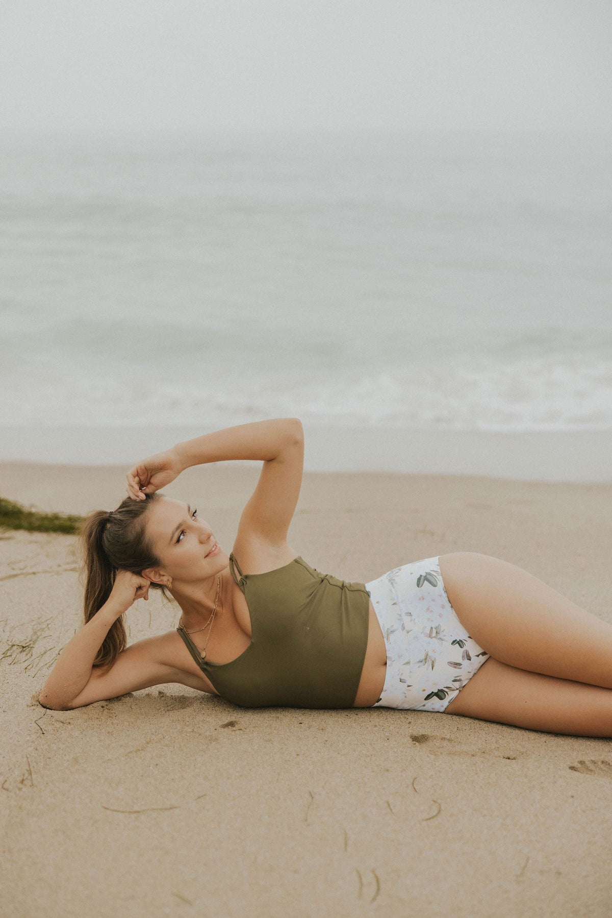 Willow Top | Green V Neck Lace Up Tankini Top