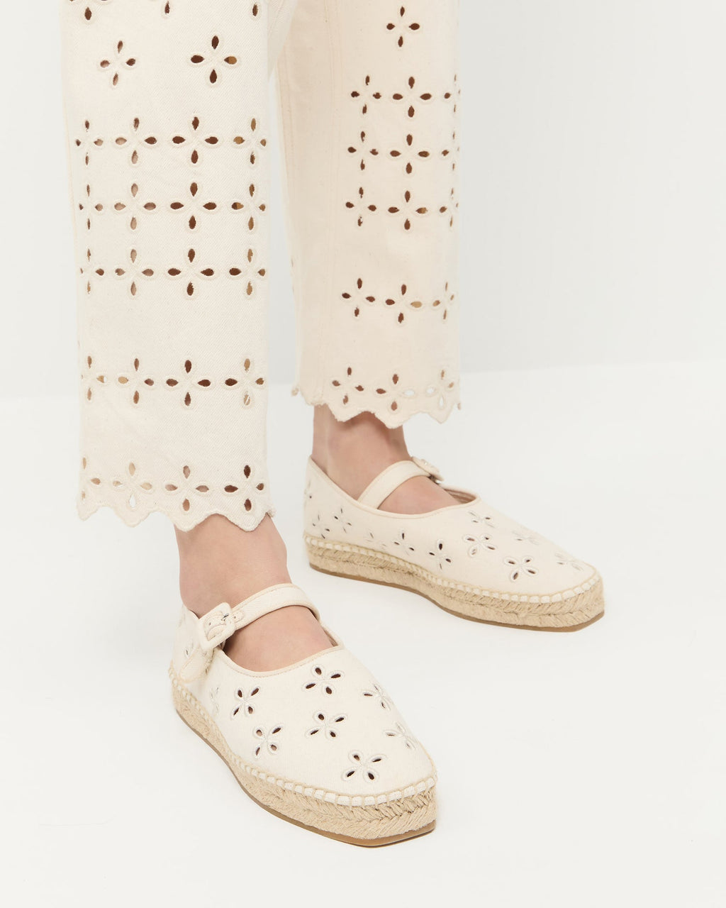 Clover Natural Embroidered Espadrille
