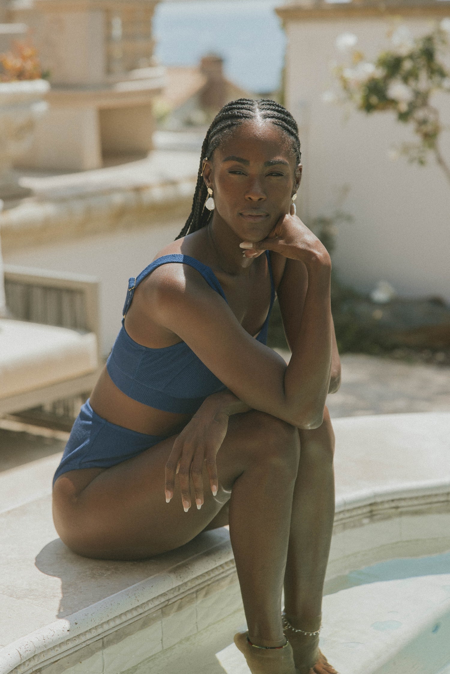Capri High Waisted Bottoms | Crinkle Textured Swim Bottoms