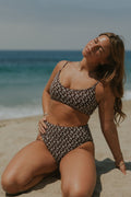 Chloe High Waisted Bottoms | Brown Dainty Floral Full Coverage Bottoms