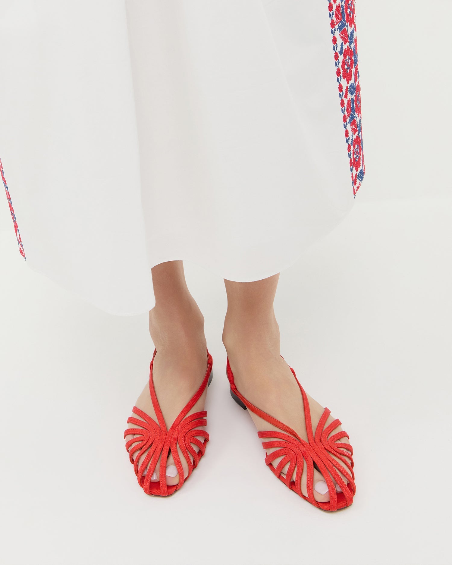Devon Red Moiré Slingback Sandal