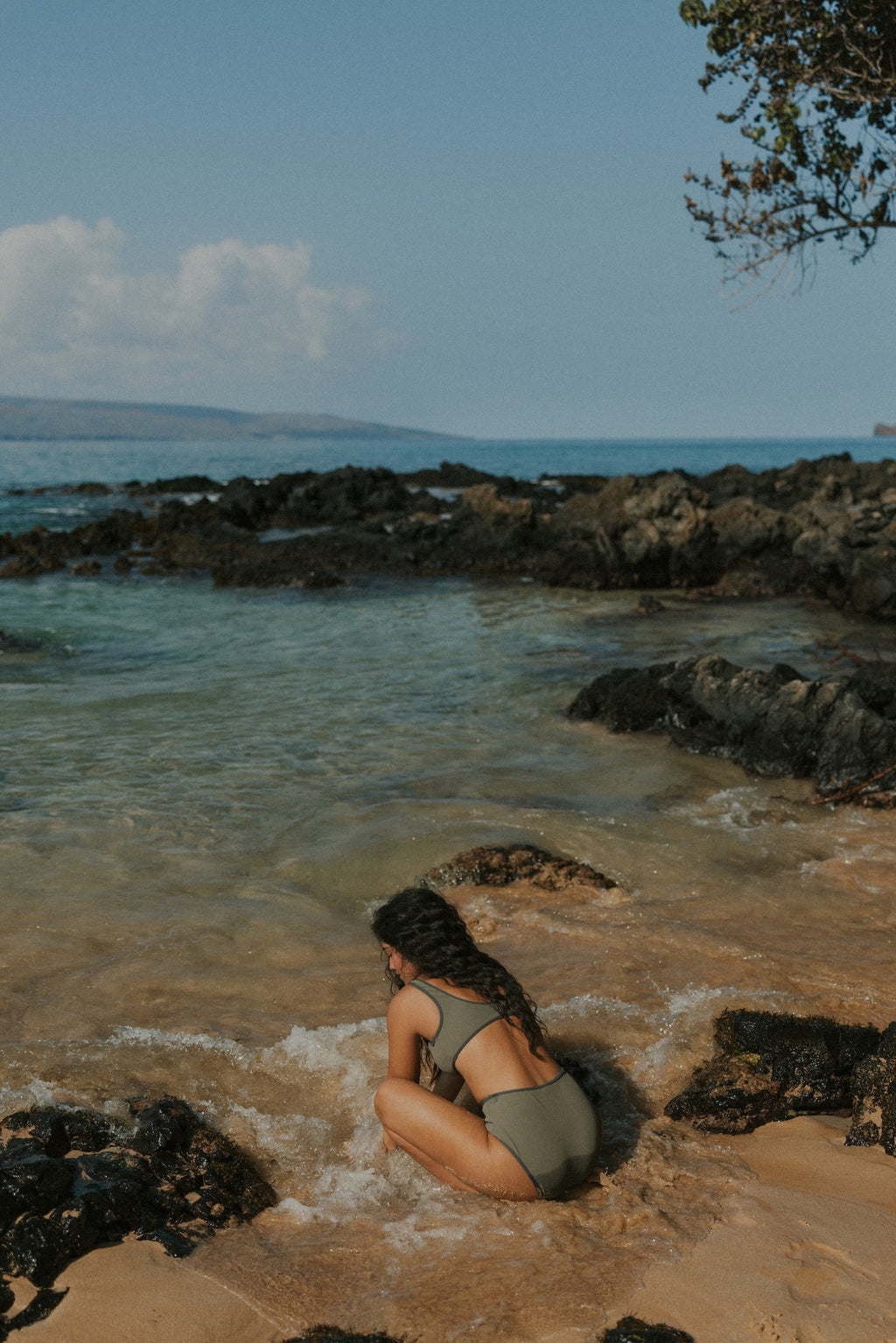 Haze High Waisted Bottoms | Ribbed Olive Green Bikini Bottoms
