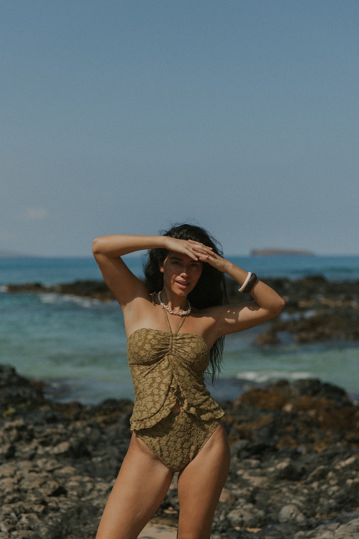 Ivy Top | Textured Floral Halter Tankini Top