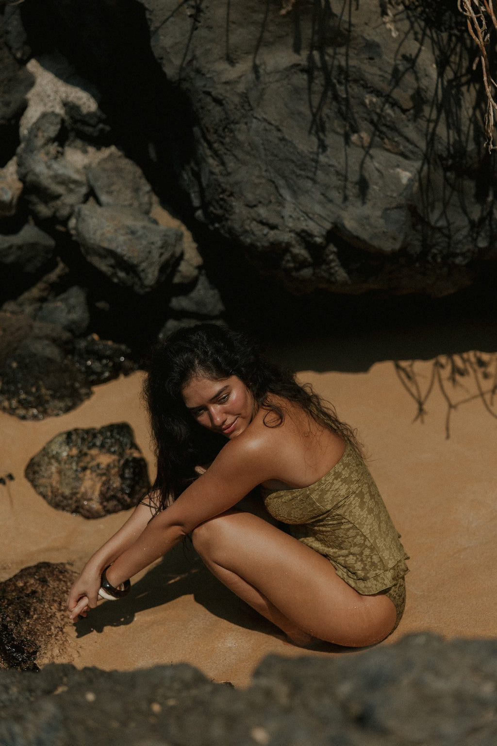 Ivy Top | Textured Floral Halter Tankini Top