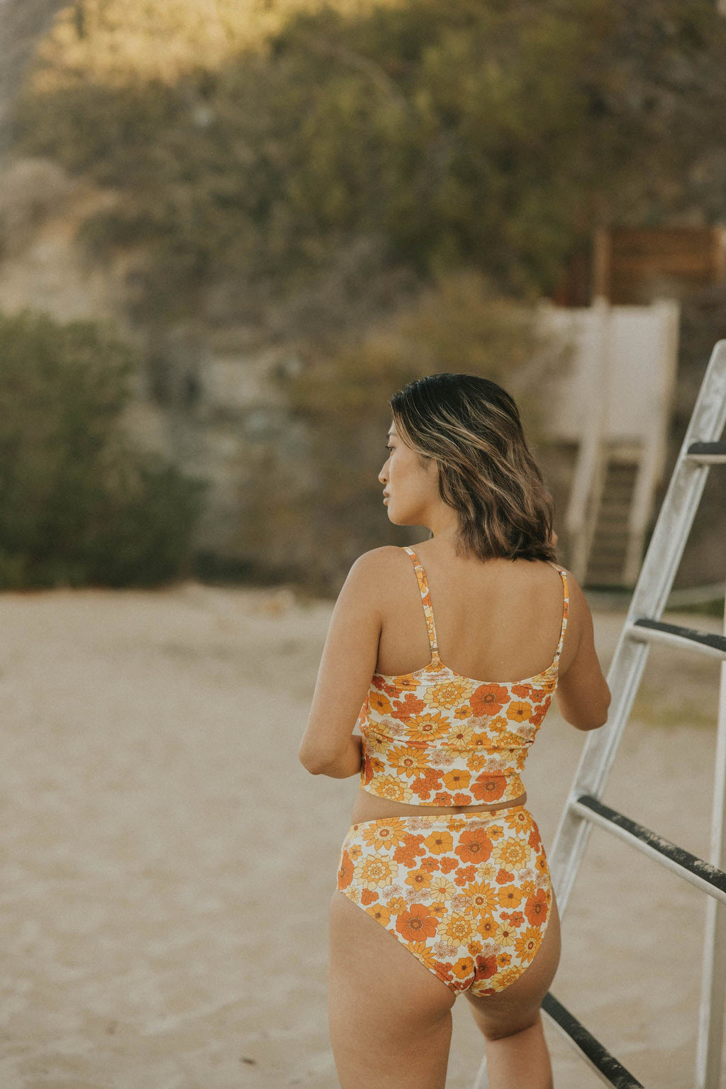 Flora Top | Retro Floral Scoop Neck Tankini Top