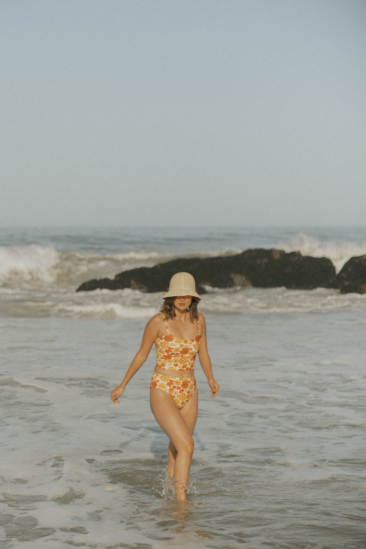 Flora Top | Retro Floral Scoop Neck Tankini Top
