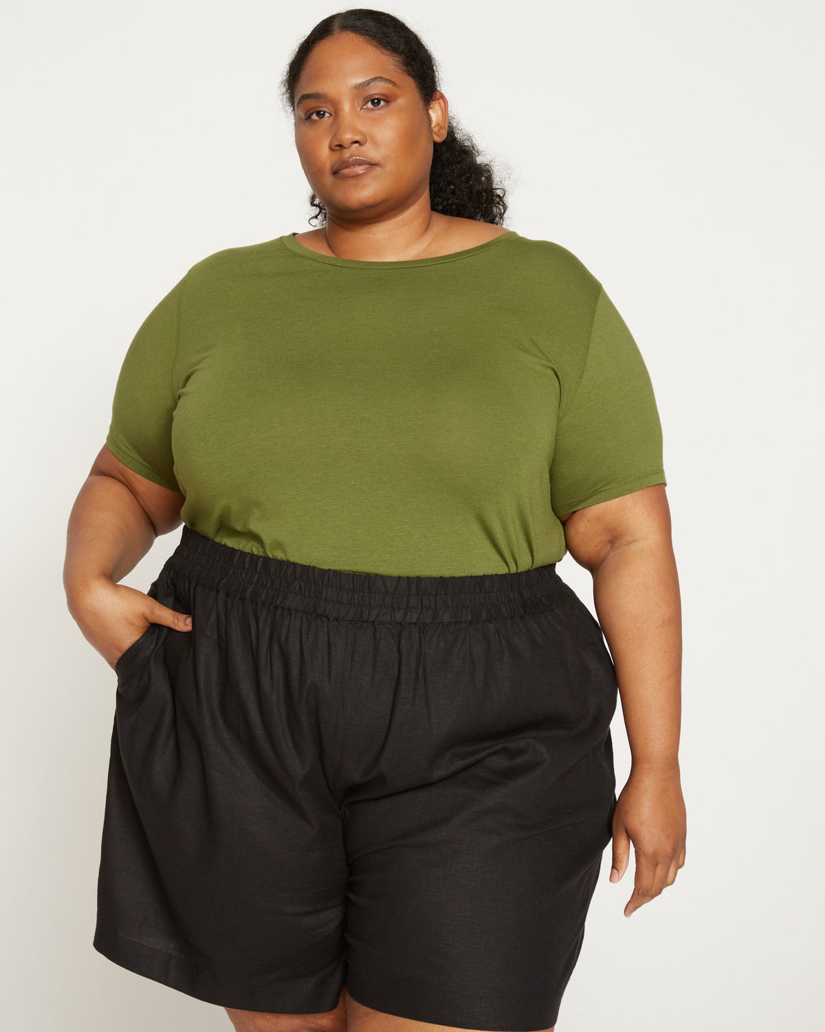 Juniper Linen Blend Easy Pull-On Shorts - Black