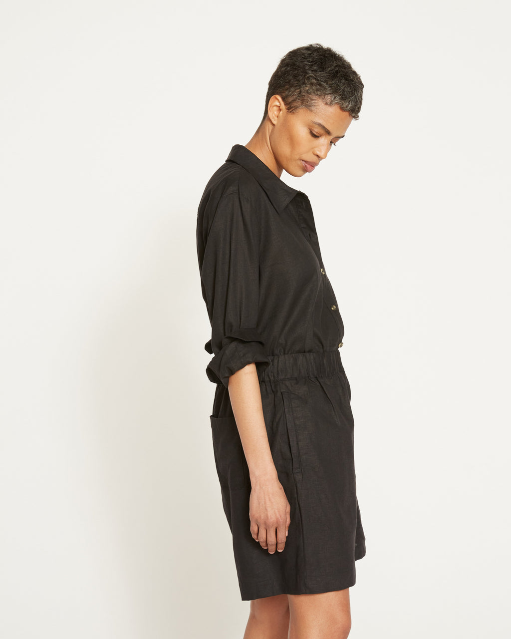 Juniper Linen Blend Easy Pull-On Shorts - Black