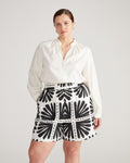 Juniper Linen Blend Easy Pull-On Shorts - Ink Bloom Print