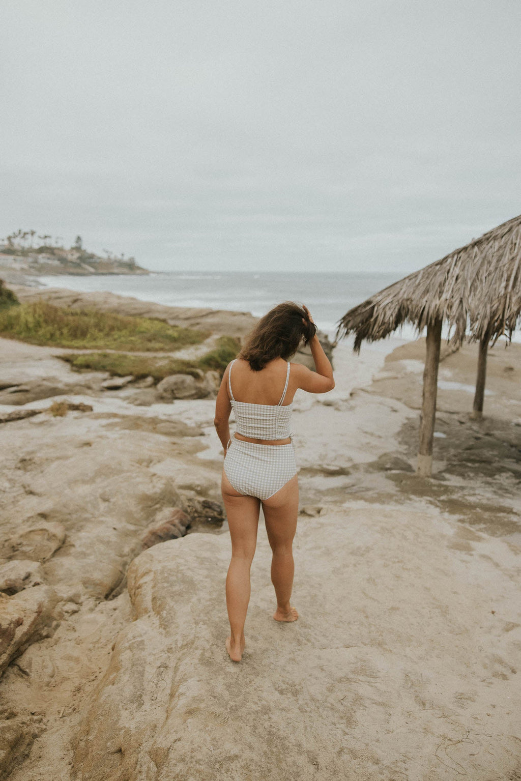 August High Waisted Bottoms | Seamless Gingham Bikini Bottoms