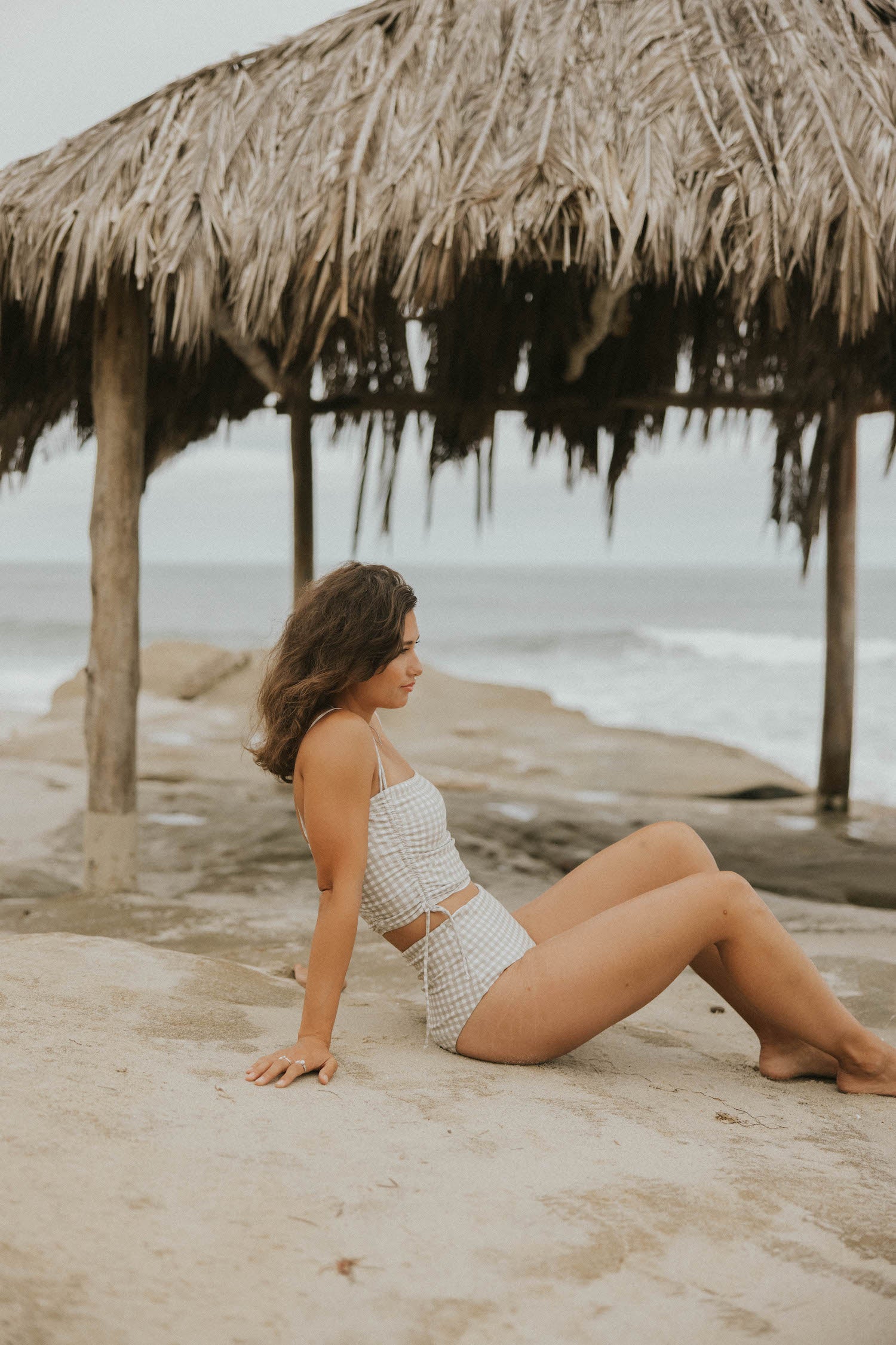 August High Waisted Bottoms | Seamless Gingham Bikini Bottoms