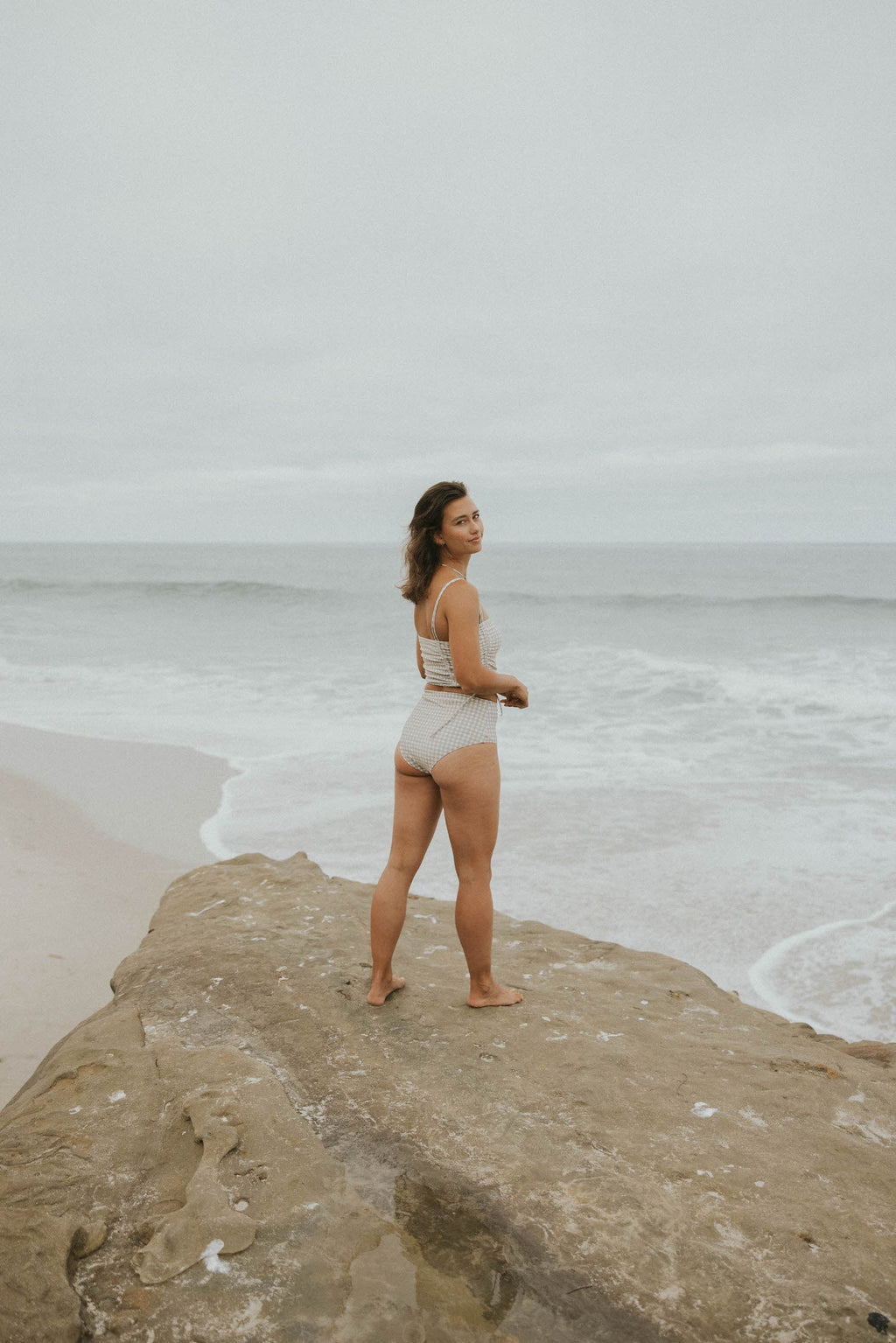 August High Waisted Bottoms | Seamless Gingham Bikini Bottoms