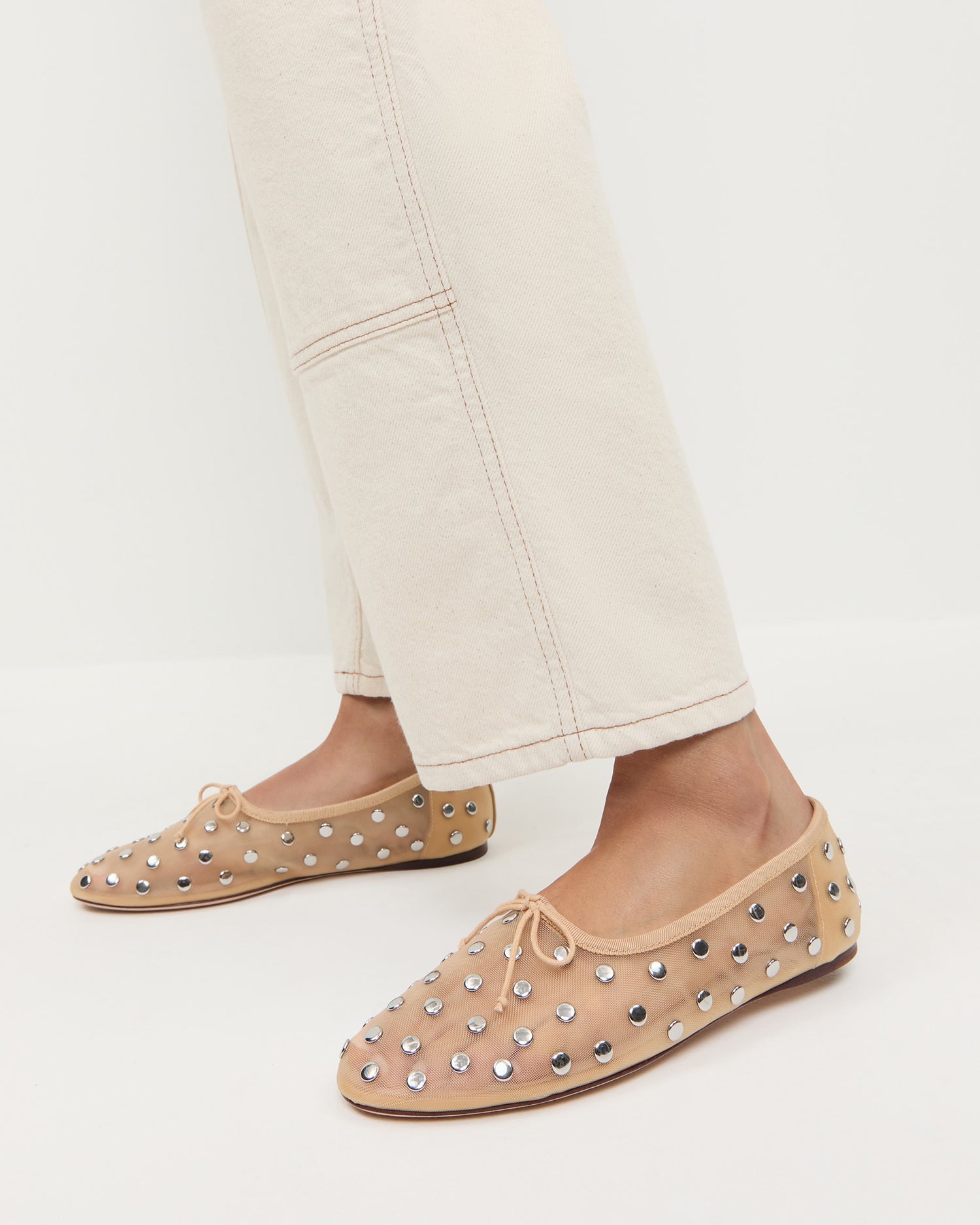 Landon Caramel/Silver Mesh Ballet Flat