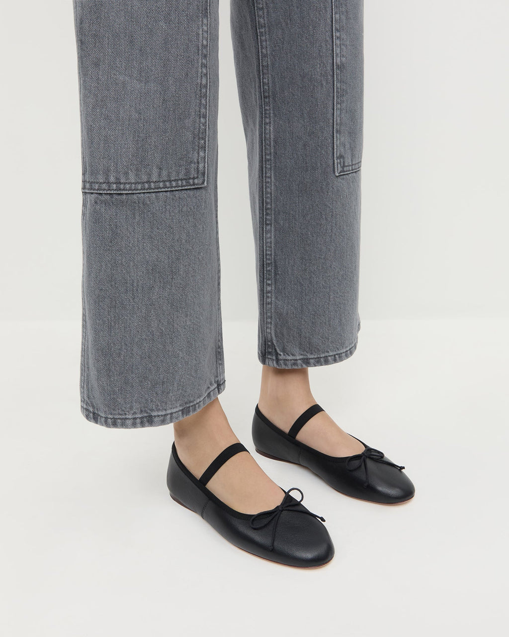 Leonie Black Leather Ballet Flat