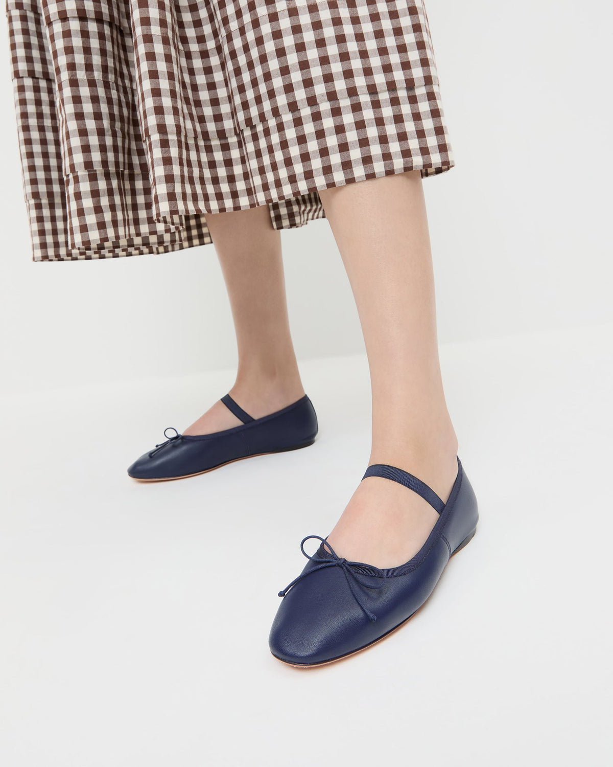 Leonie Navy Leather Ballet Flat