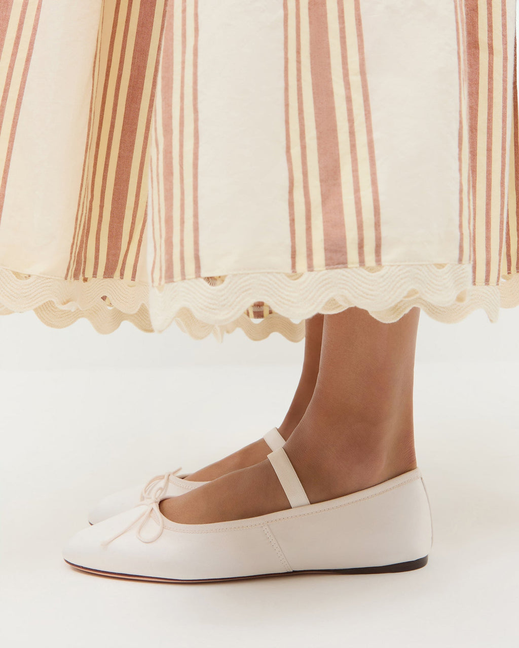 Leonie Cream Satin Ballet Flat