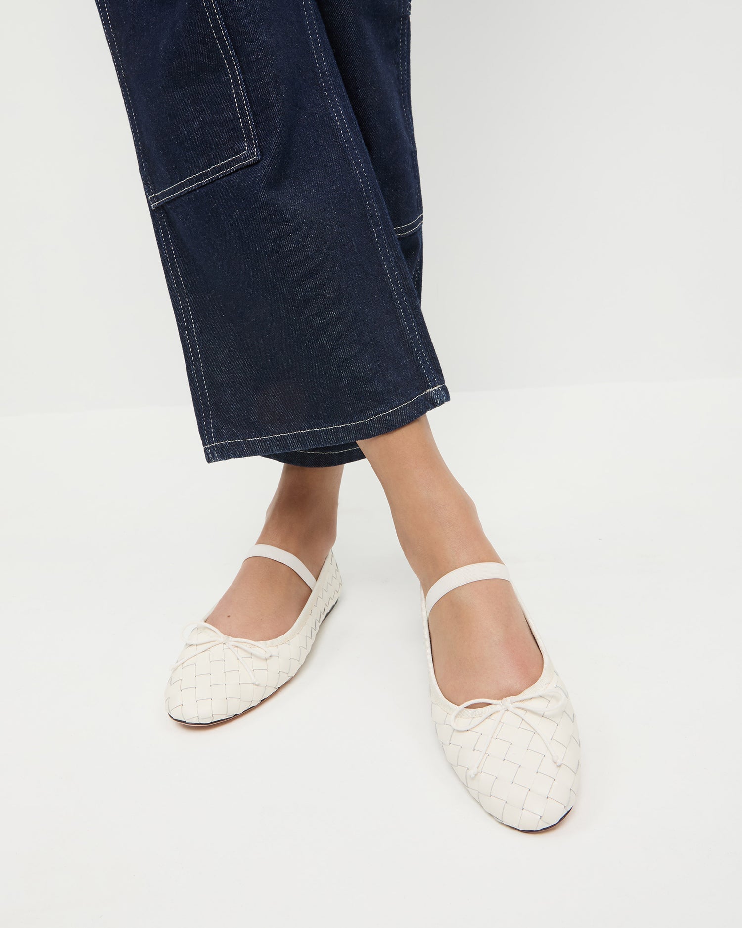 Leonie Cream Woven Ballet Flat