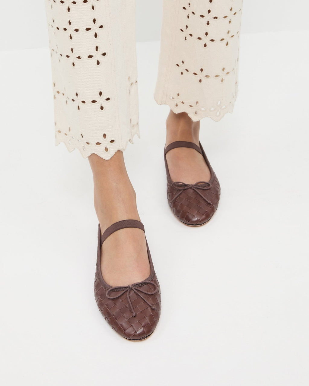 Leonie Espresso Woven Ballet Flat