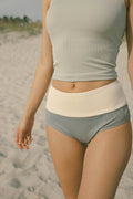 Havasu High Waisted Bottoms | Colorblock Ribbed Bikini Bottoms