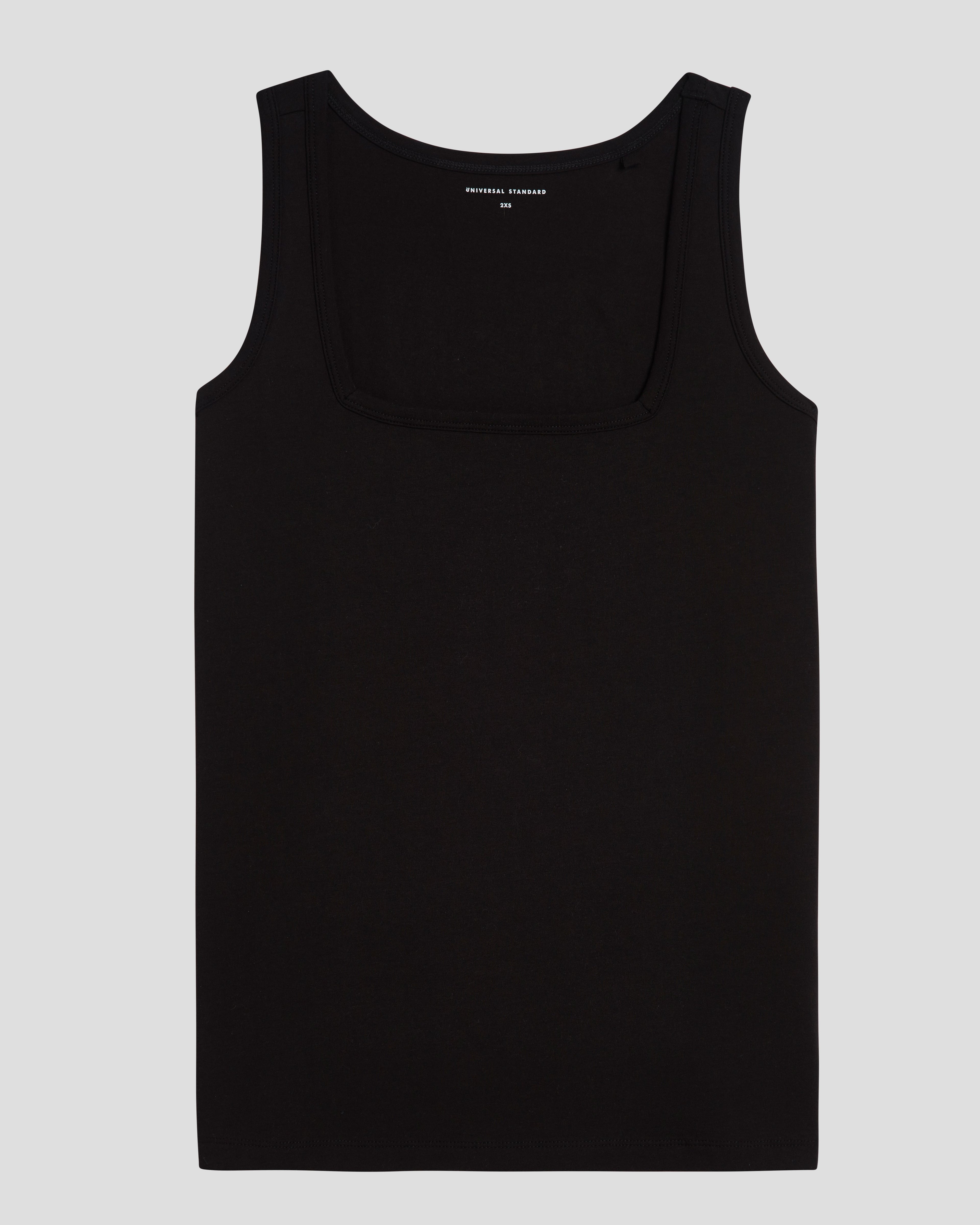 Square Neck Tank Top - Black