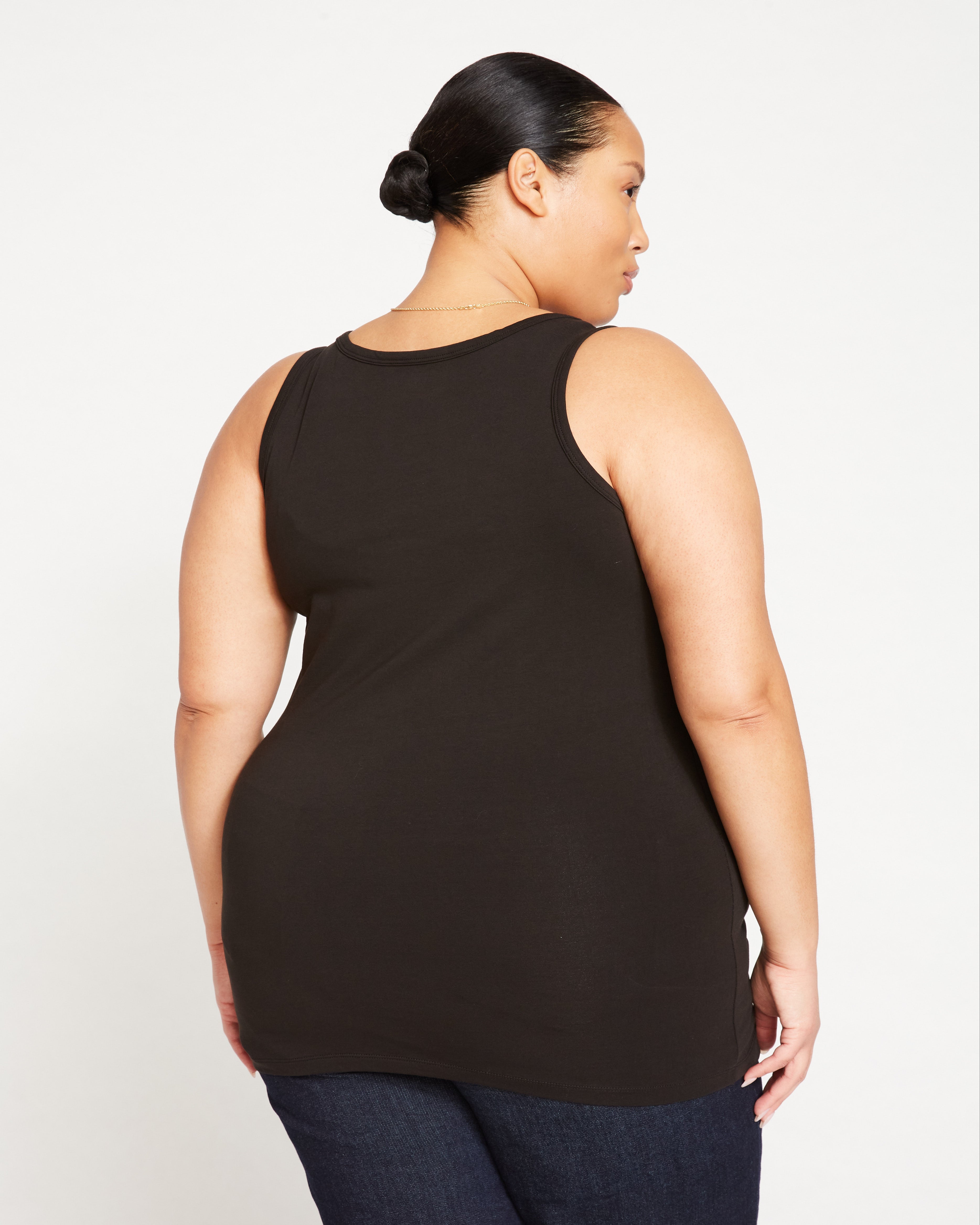 Square Neck Tank Top - Black