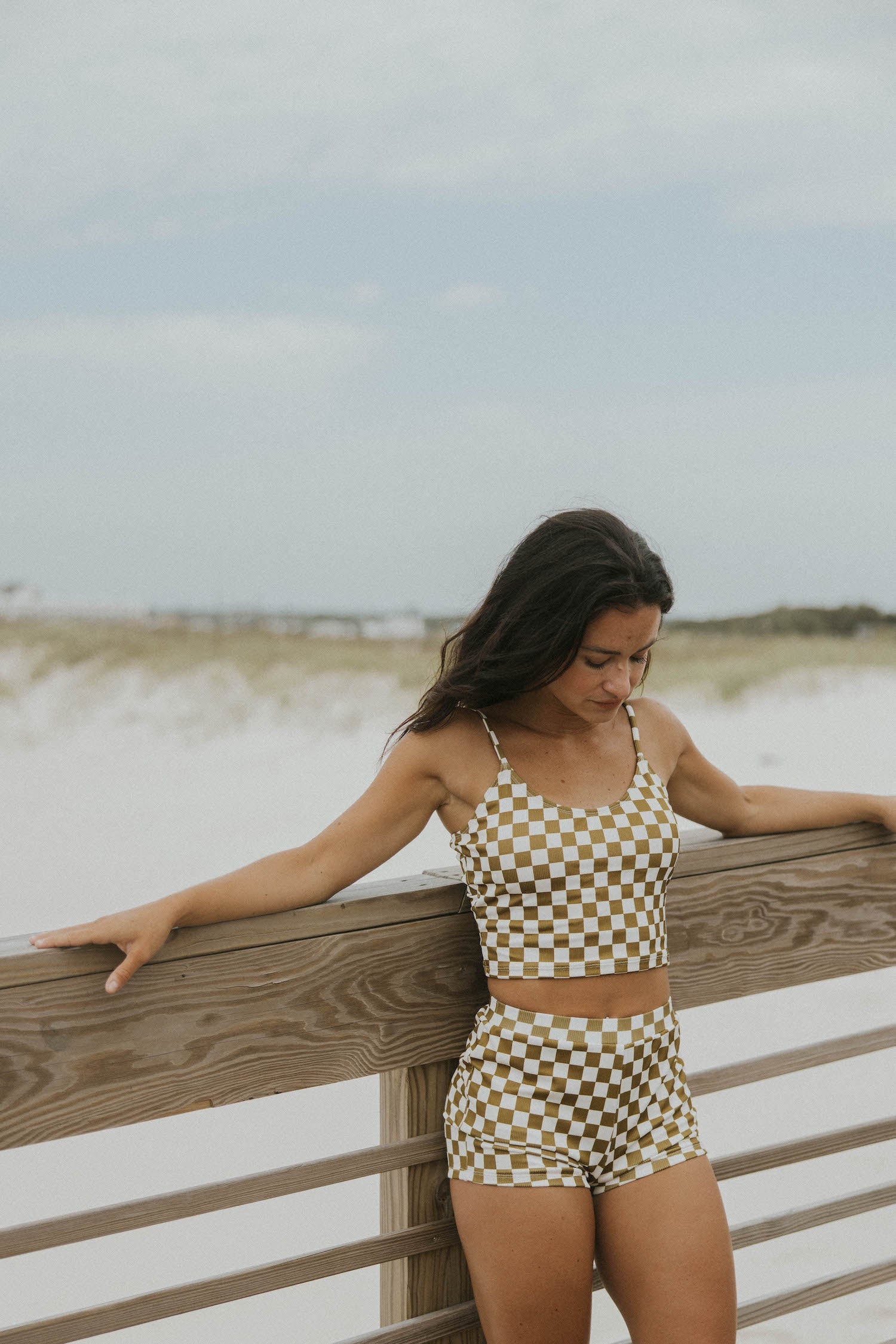 Myrtle High Waisted Shorts | Checkered Ribbed Women's Boy Swim Shorts