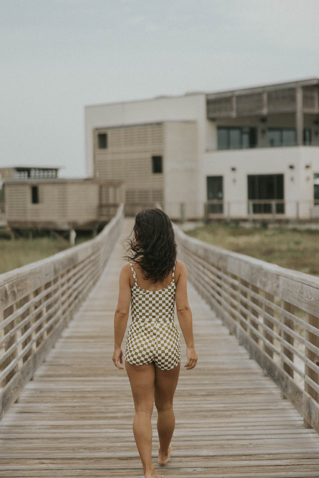 Myrtle High Waisted Shorts | Checkered Ribbed Women's Boy Swim Shorts