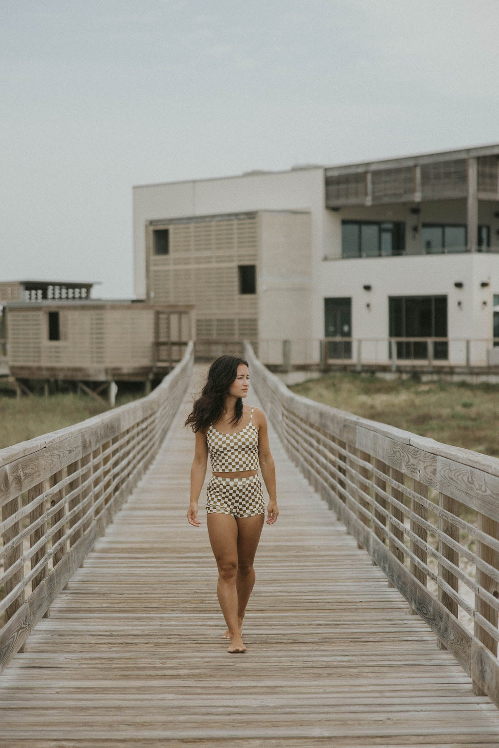 Myrtle High Waisted Shorts | Checkered Ribbed Women's Boy Swim Shorts