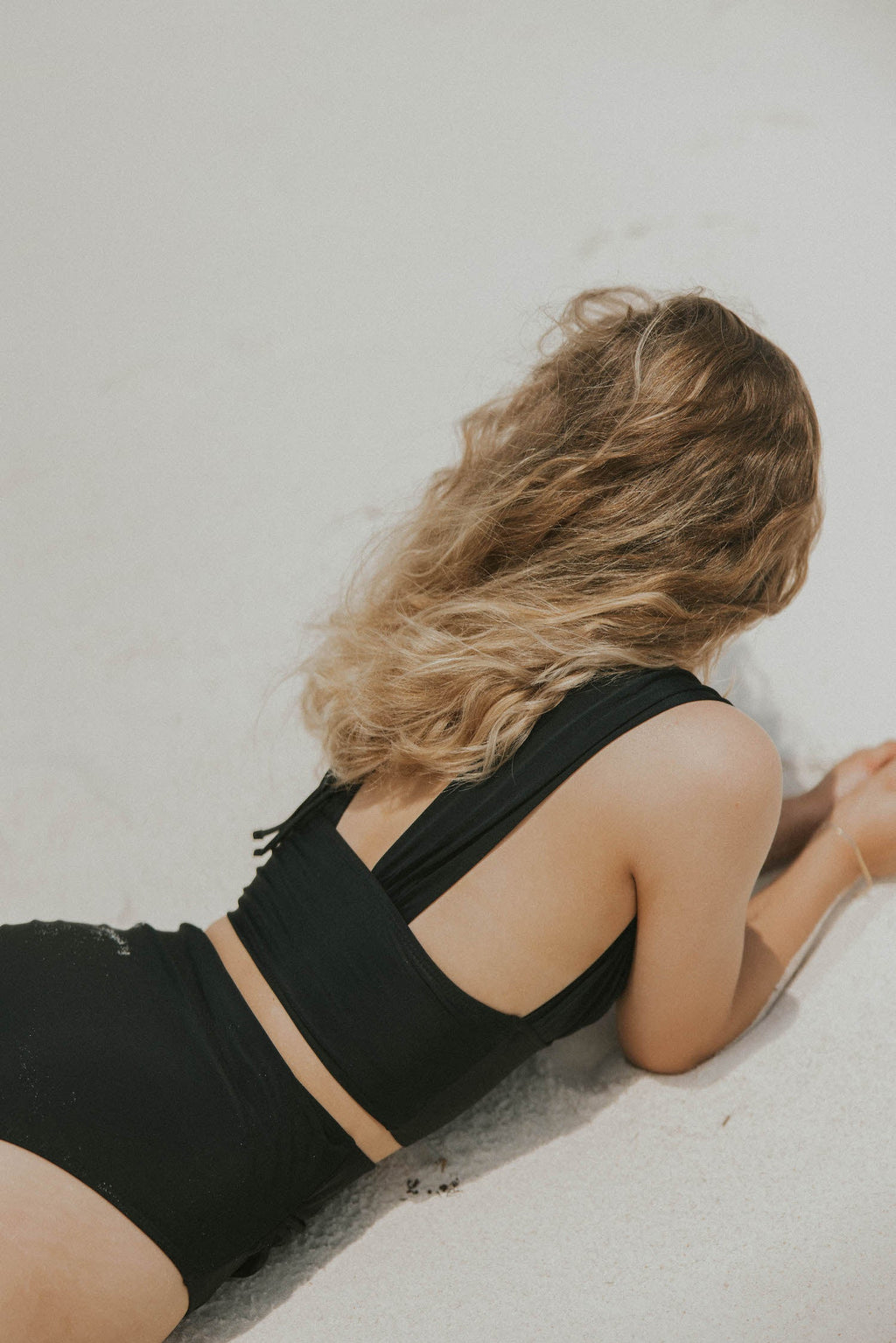 Midnight Top | Plunge Neck Black Tankini Top with Tie Back