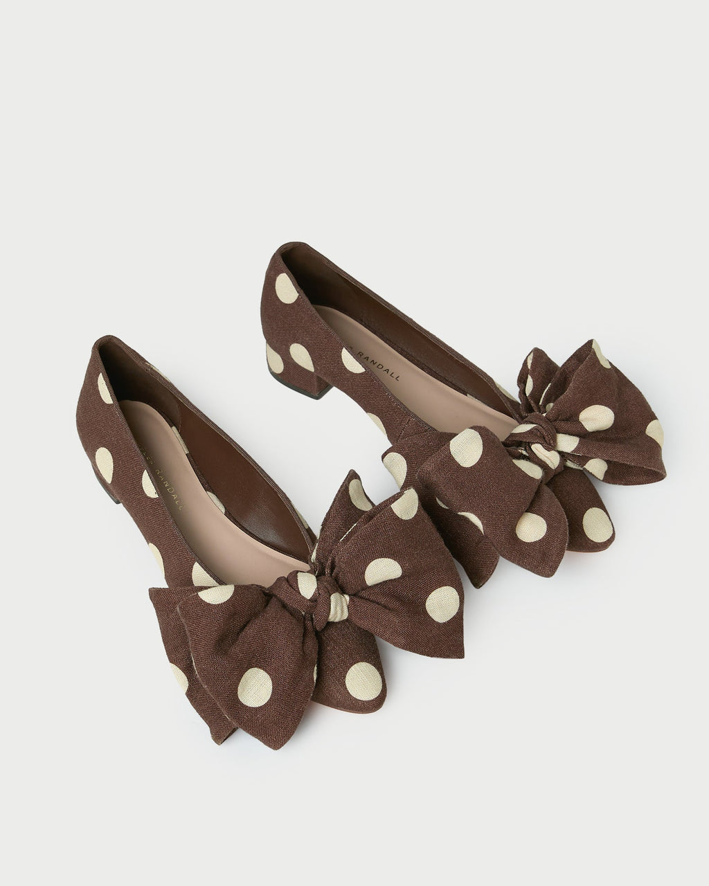 Noa Brown/Cream Linen Bow Flat