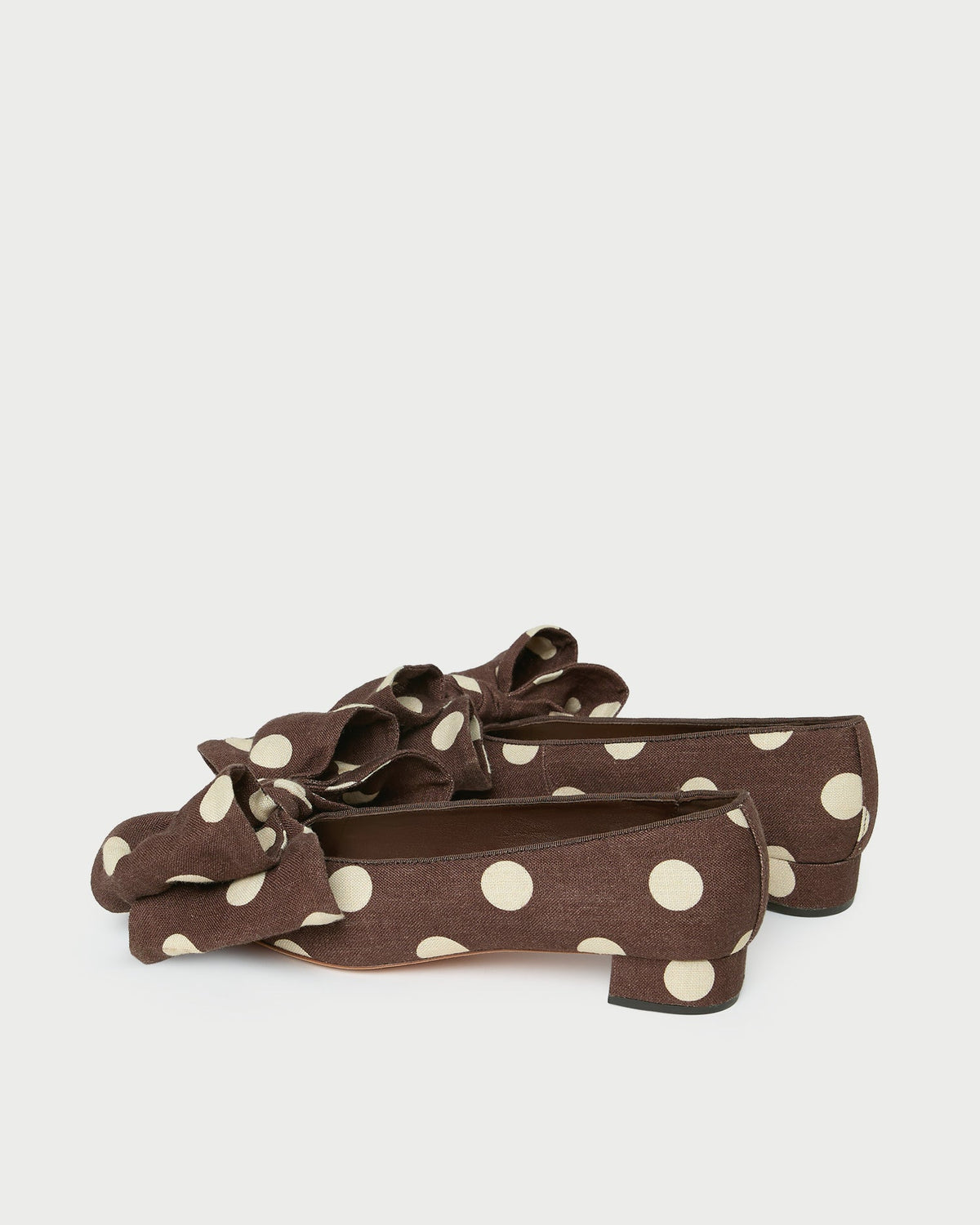 Noa Brown/Cream Linen Bow Flat