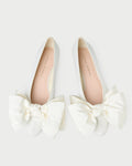 Noa Cream Moiré Bow Flat