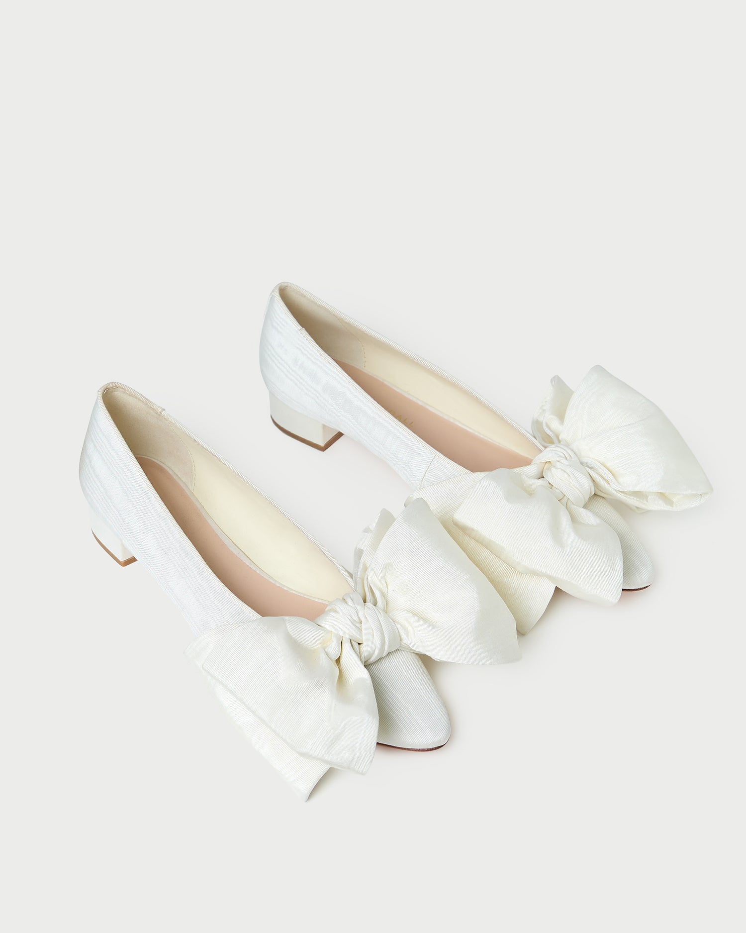 Noa Cream Moiré Bow Flat