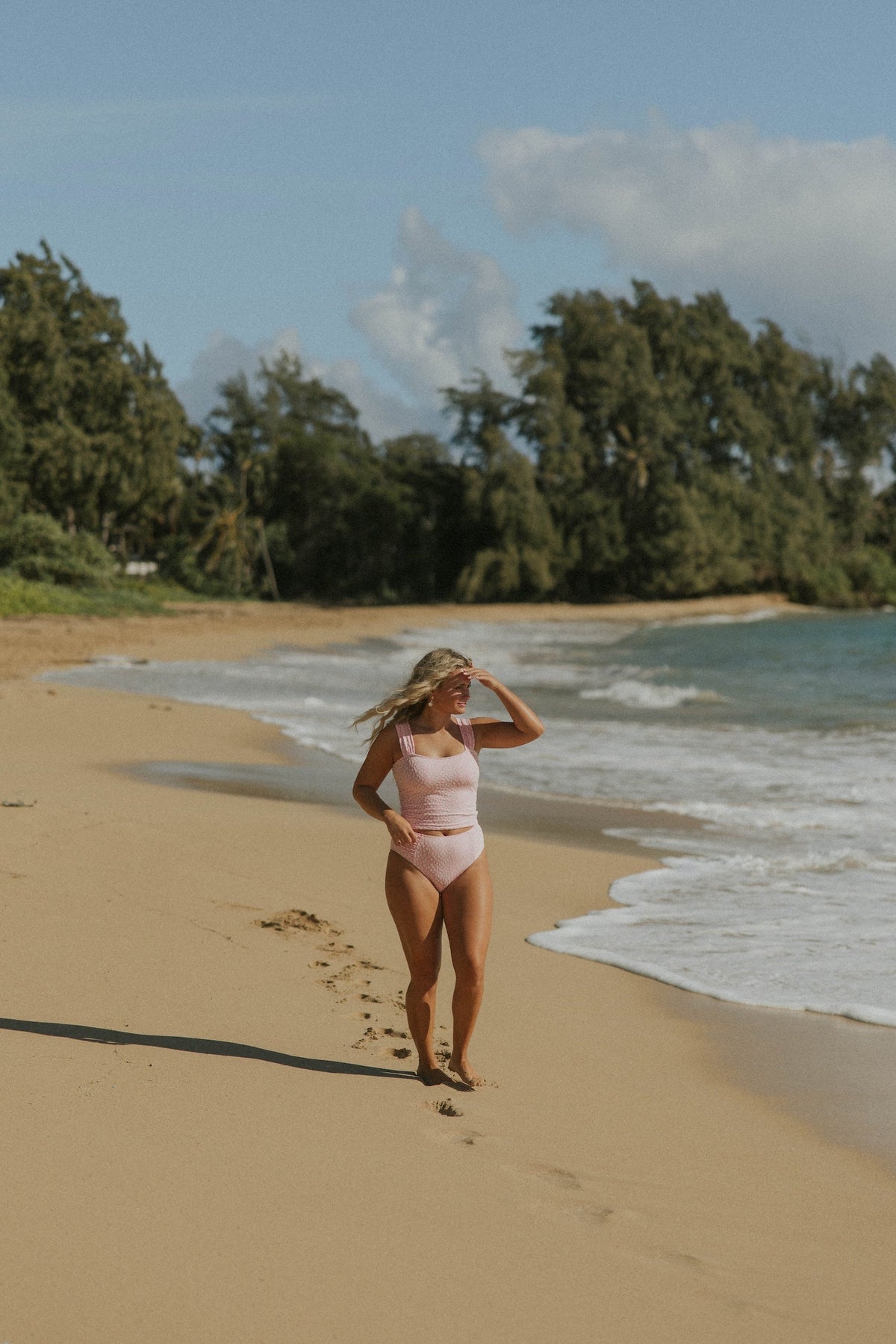 Peony Top | Textured Pink Floral Tankini Top