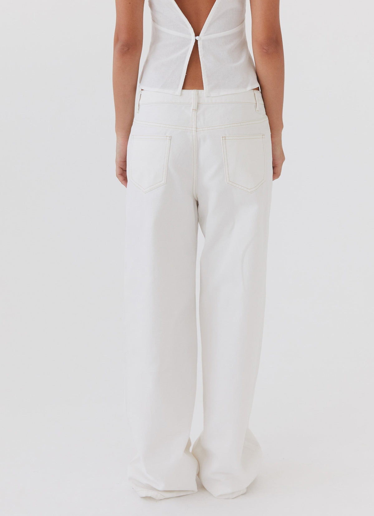 Keanna Low Rise Denim Jeans - Ivory