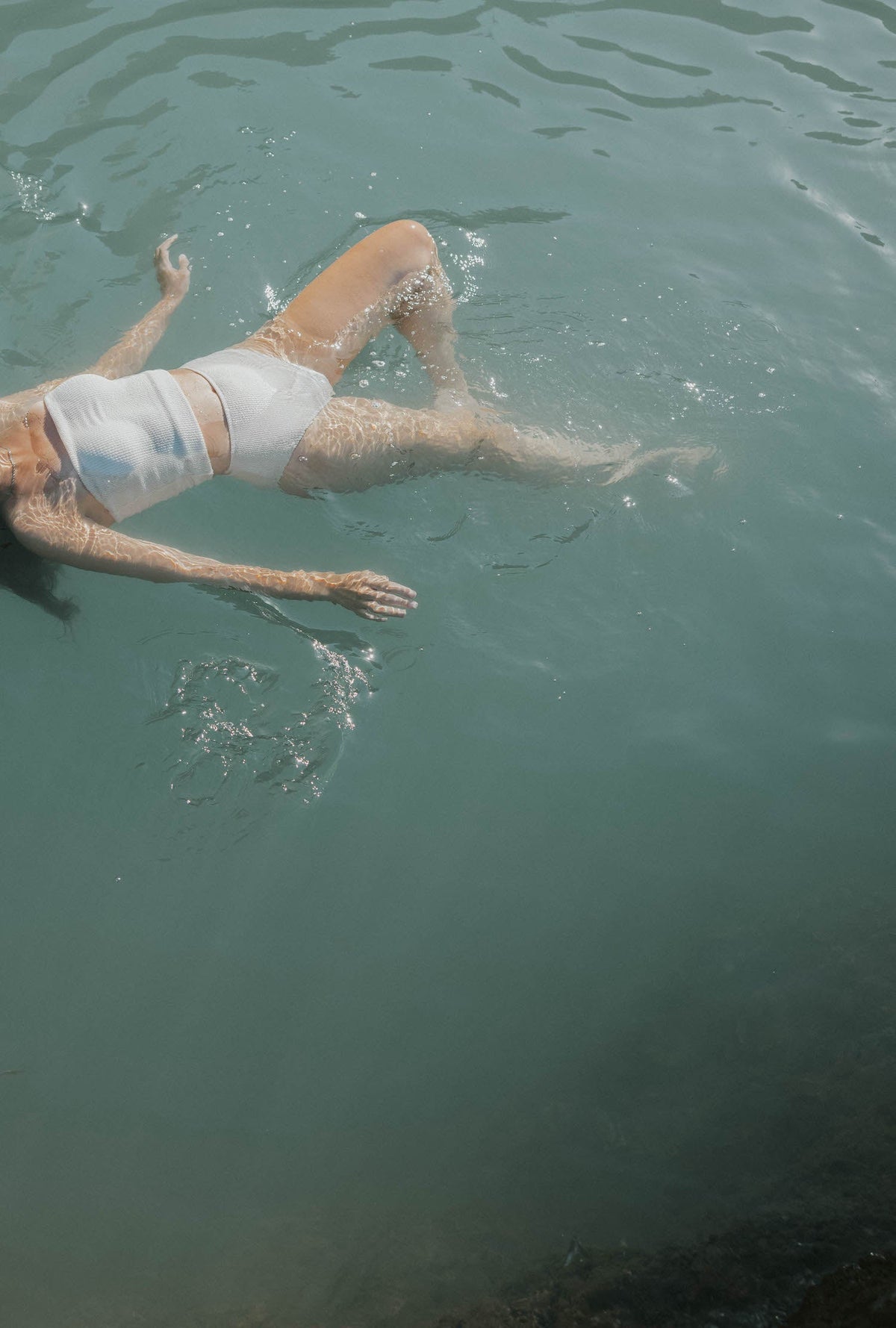 High Tide Bottoms | White Crinkle Textured Bikini Bottoms