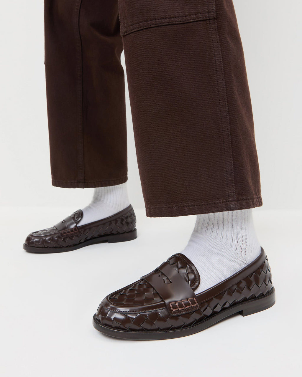 Rachel Espresso Woven Leather Loafer