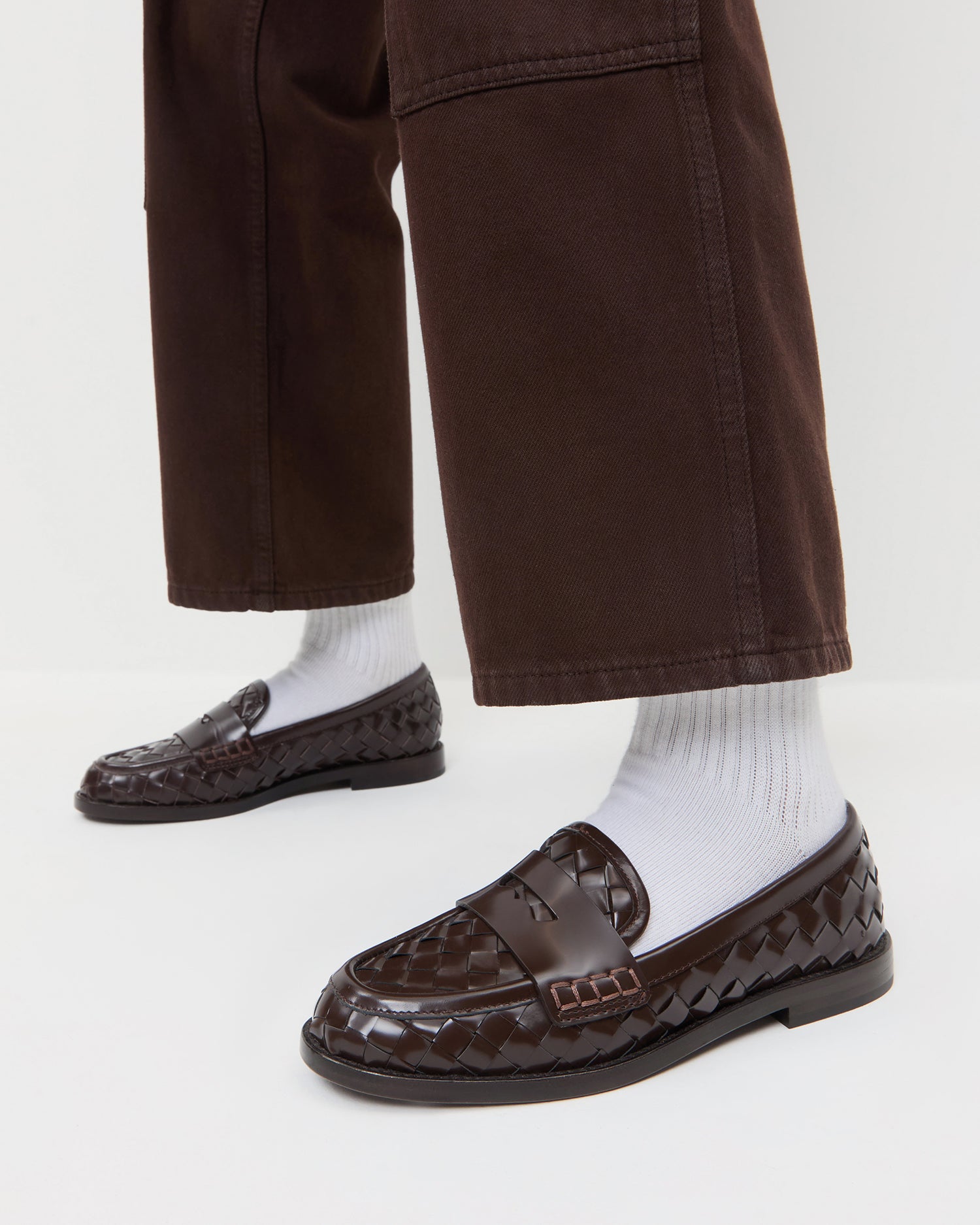 Rachel Espresso Woven Leather Loafer