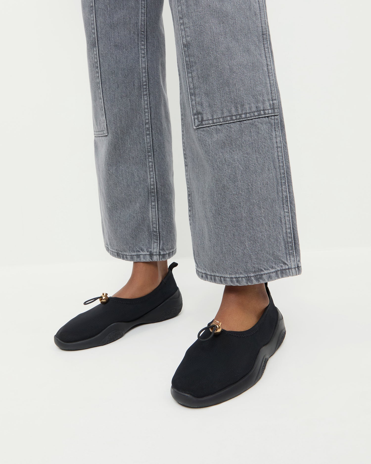 Raina Black Mesh Flat