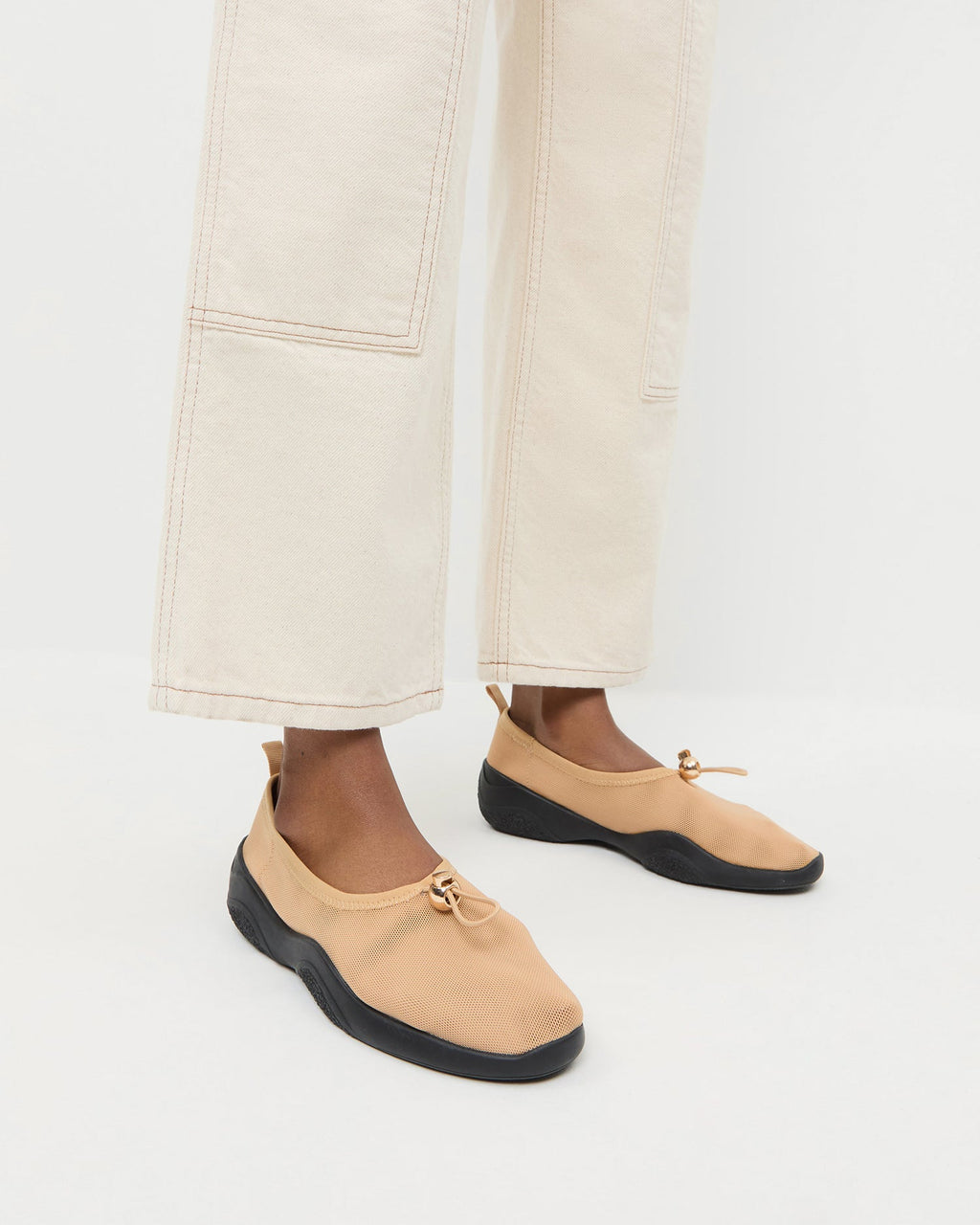 Raina Caramel Mesh Flat