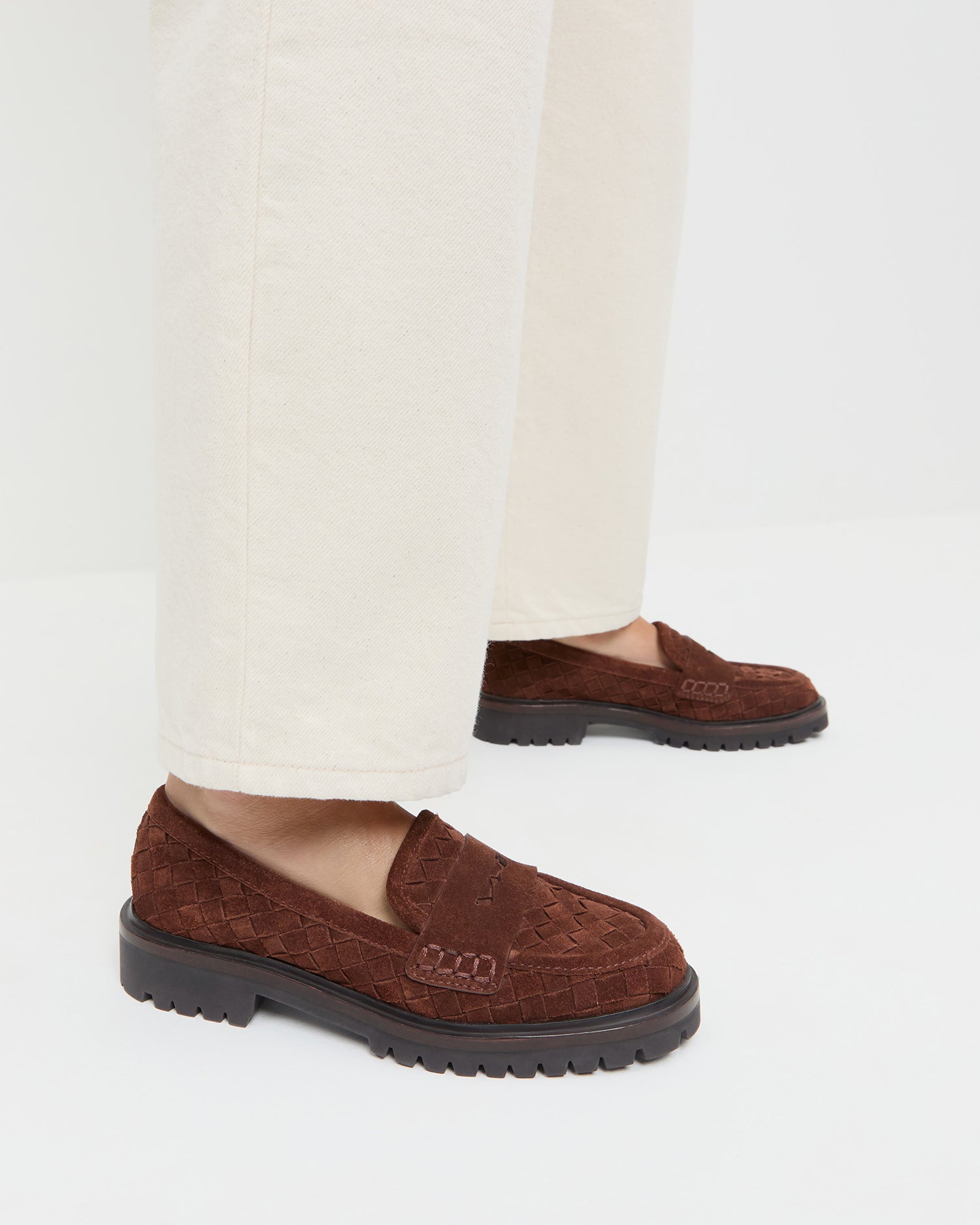 Rina Espresso Woven Suede Loafer