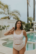 Rosie Tankini Top | Red and White Floral Scoop Neck Tankini Top