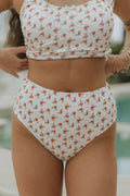 Rosie High Waisted Bottoms | Red Dainty Floral Full Coverage Swim Bottoms