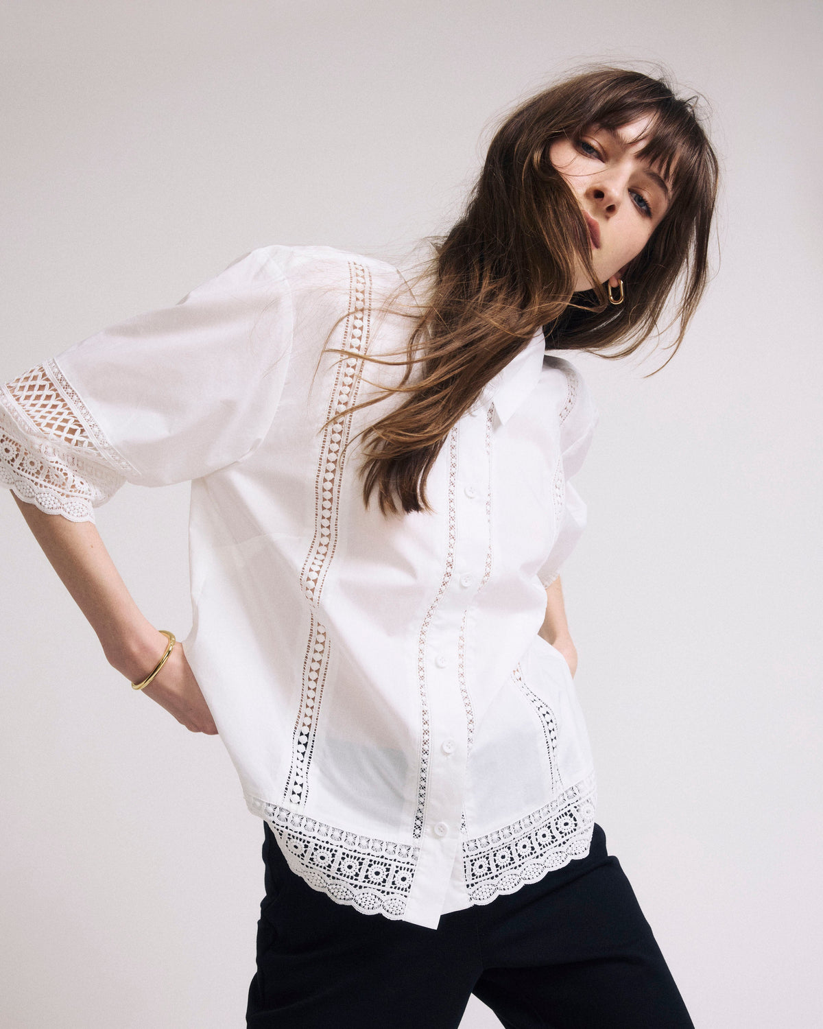 Dora Cotton Poplin Blouse - White