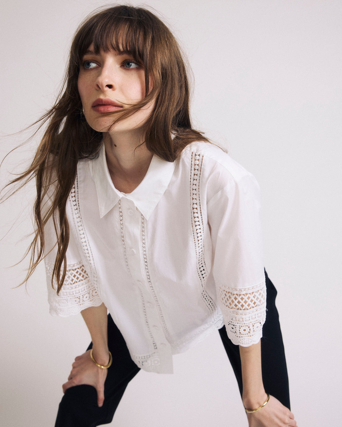 Dora Cotton Poplin Blouse - White
