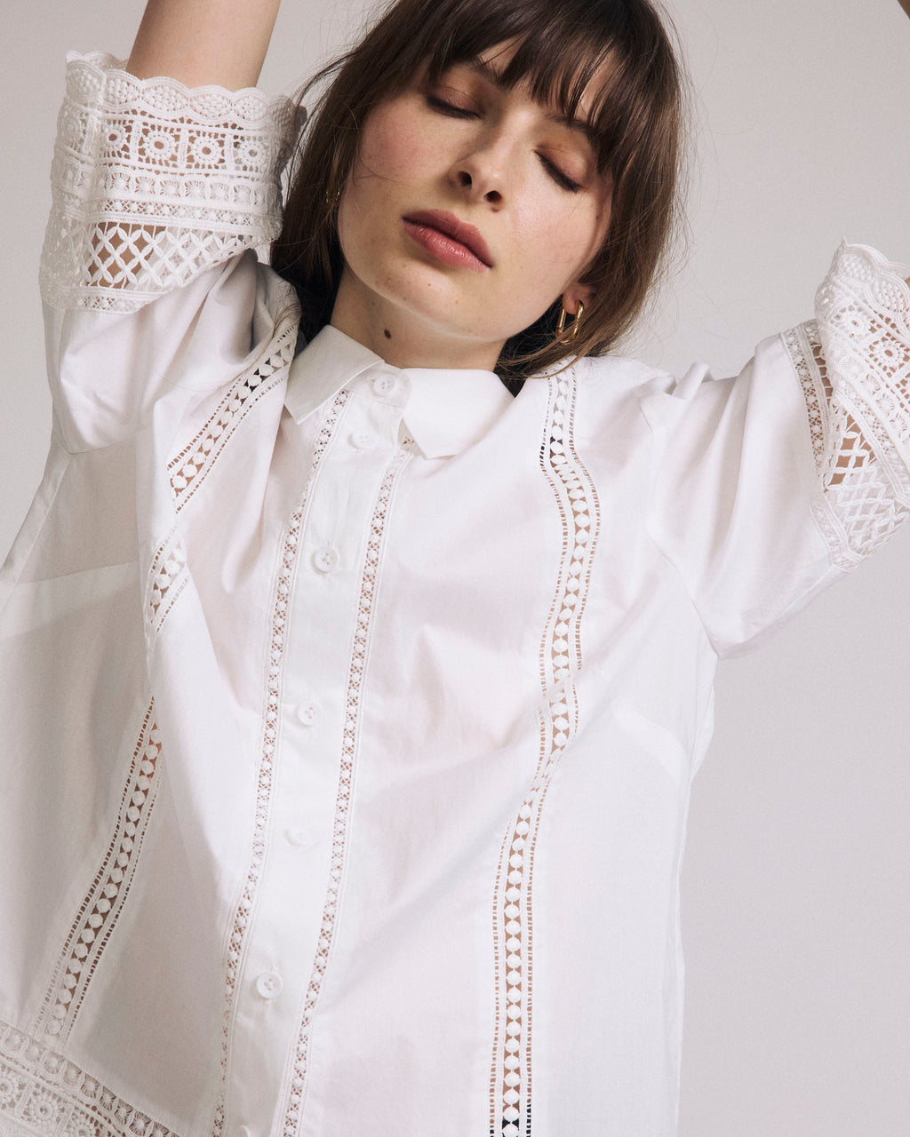 Dora Cotton Poplin Blouse - White