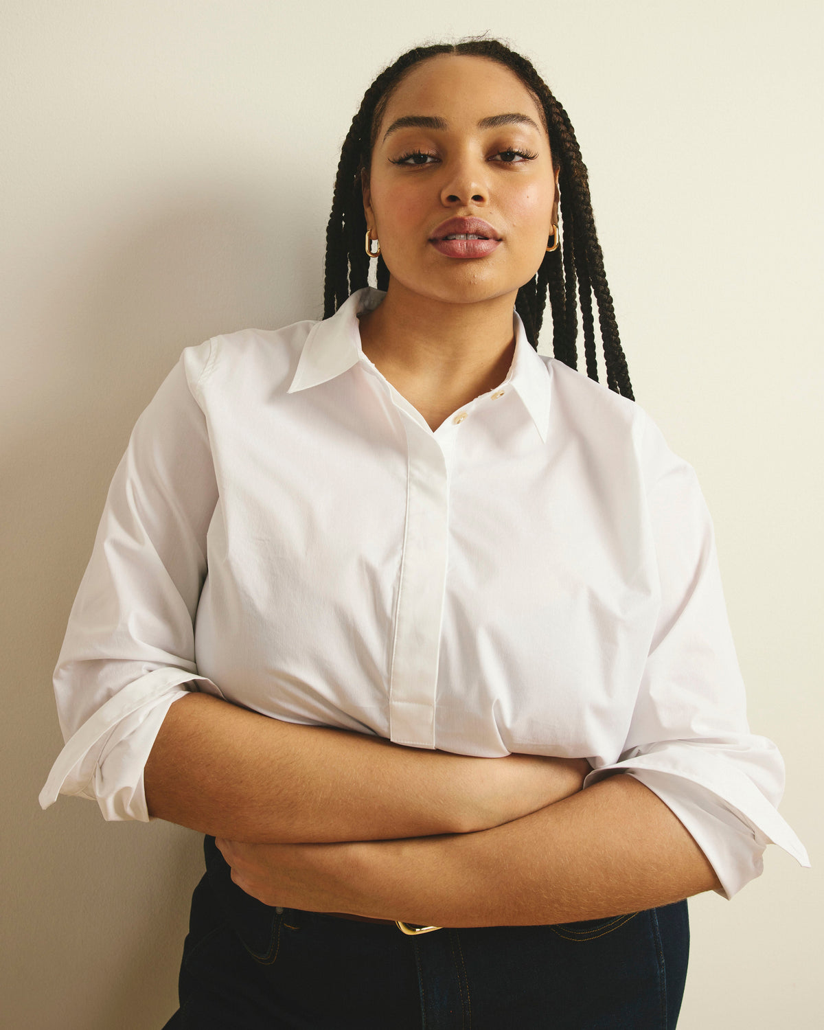 Elbe Popover Stretch Poplin Shirt Classic Fit - White