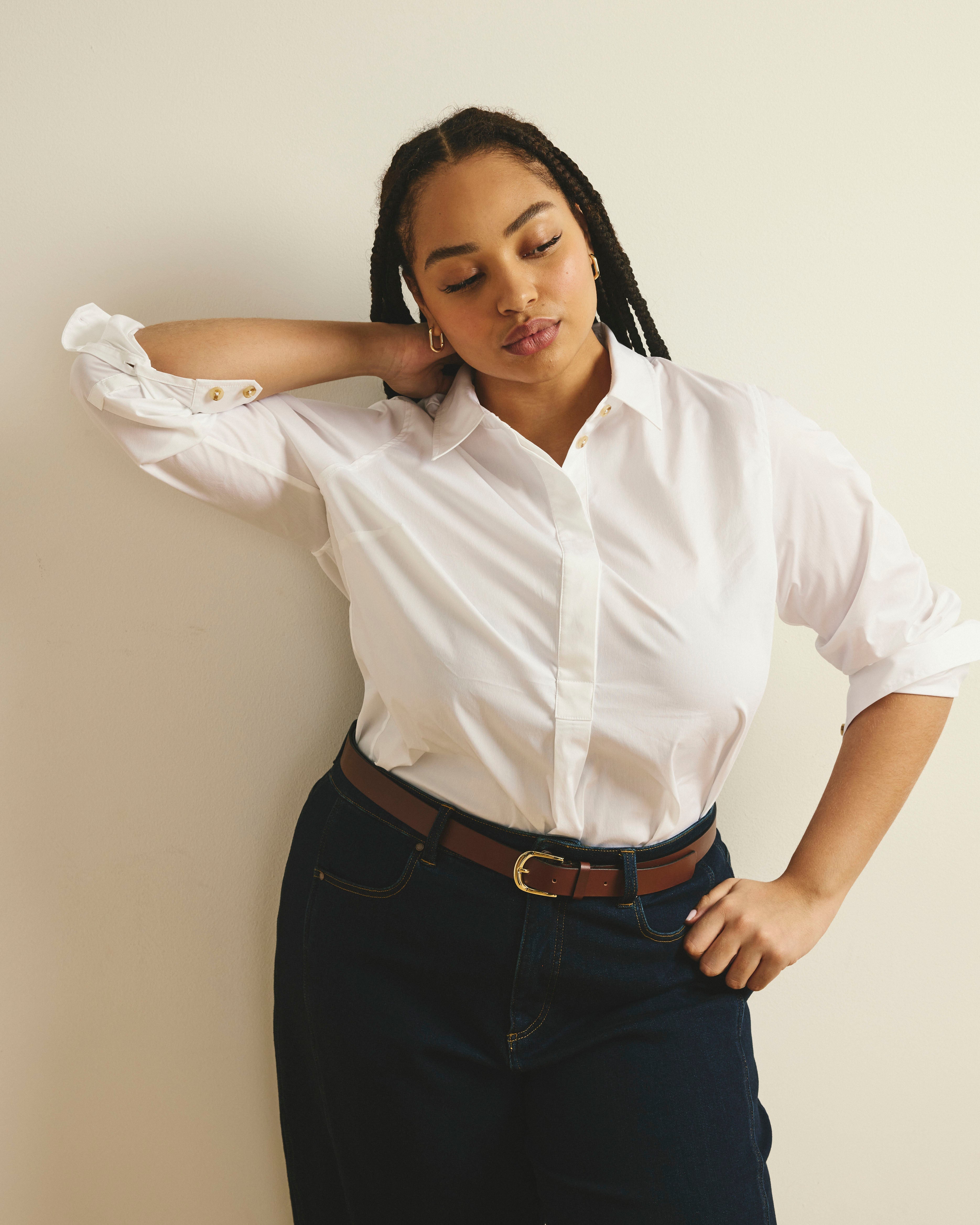 Elbe Popover Stretch Poplin Shirt Classic Fit - White