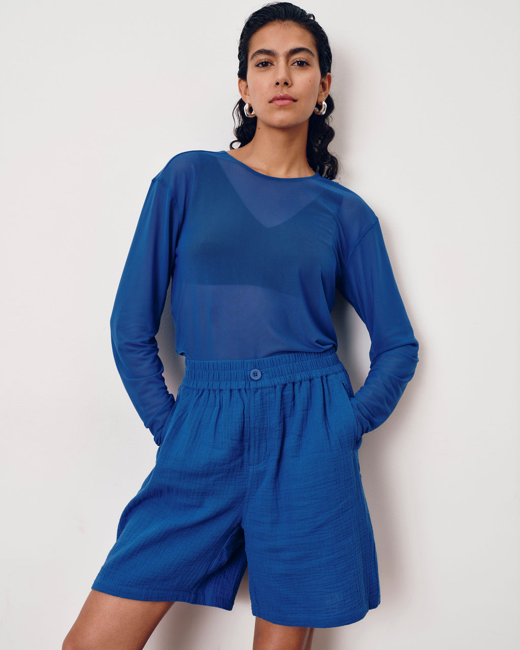 Luxe Cotton Gauze Beach Short - Ultramarine