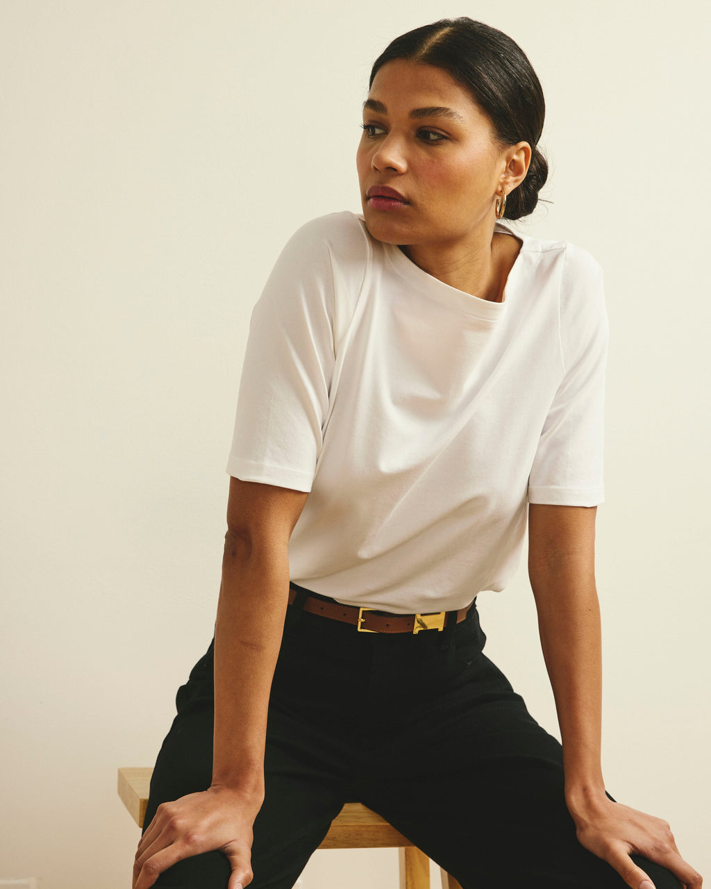 Bella Boatneck Tee - White